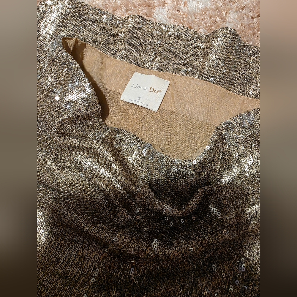 Line & Dot Gold Sequin Maxi Skirt - Picture 6 of 6